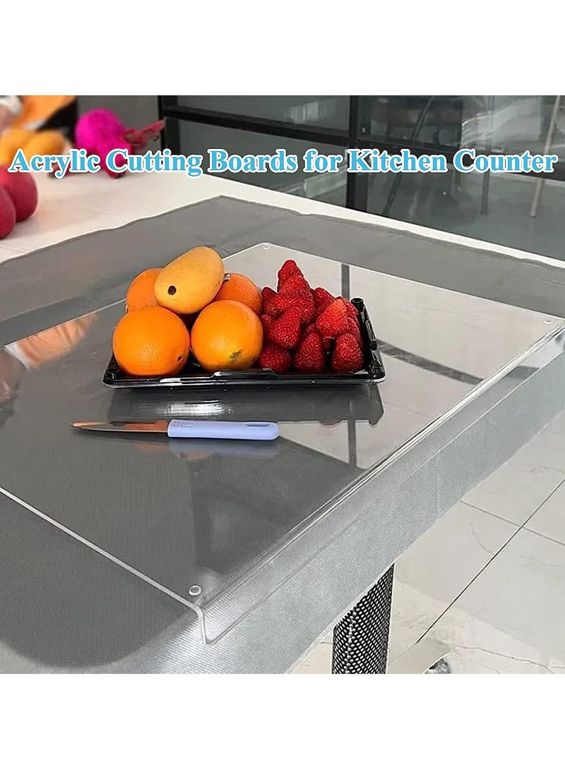 Arabest ألواح تقطيع أكريليك لمطبخ، لوح بحافة مضادة، ألواح شفافة غير قابلة للانزلاق، سطح طاولة شفاف مضاد للانزلاق (60 ل x 45 عرض سم)  - Image 3