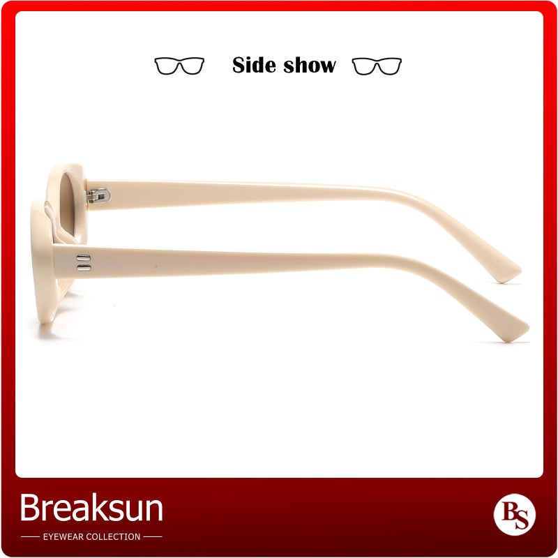 Breaksun Retro Oval Sunglasses for Women Men Fashion Small Oval Sunglasses 90s Vintage Shades (Beige/Brown) - Image 3