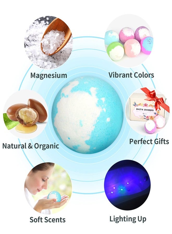 SHARLOVY Light Up Bath Bombs with Surprise Inside, 4.23 oz XL Natural Gift Set 6 with Essential Oils, Magnesium Large Bath Bombs for Women Relaxing Spa Skin Moisturize Gifts for Women - Image 2