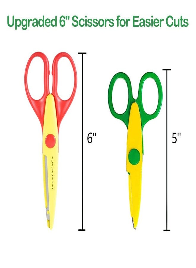 amassan Decorative Paper Edge Scissor Set -5'' Colorful Paper Edger Scissors Great for Kids, Teachers, Crafts, Scrapbooking, DIY Projects and Kids Crafts, Set of 6 (5inch) - Image 2