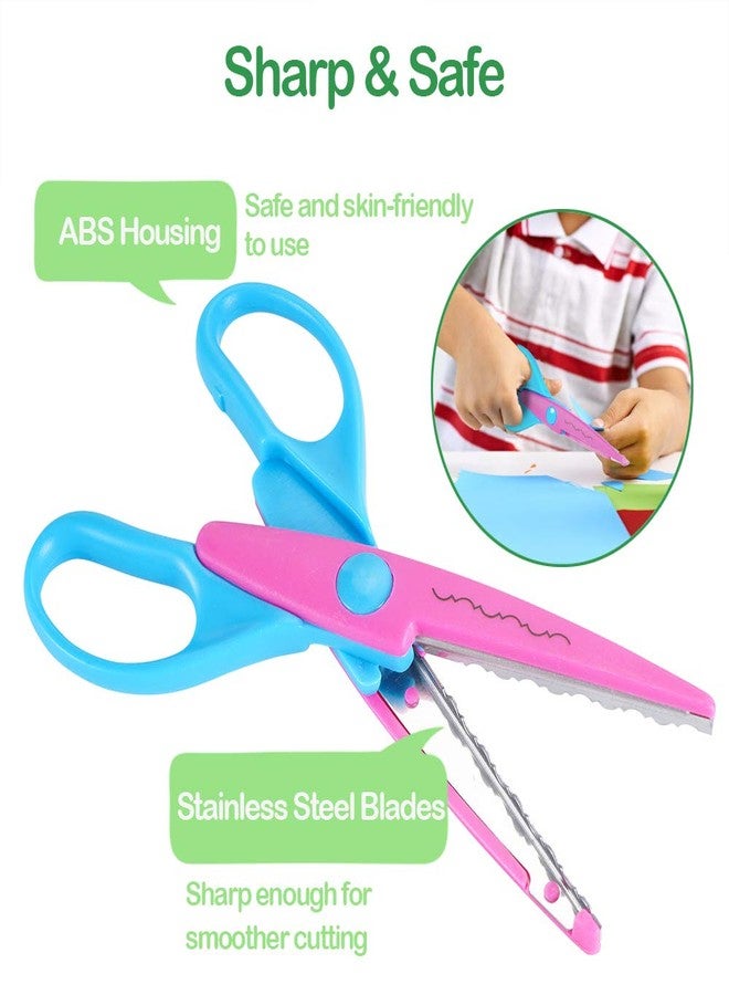 amassan Decorative Paper Edge Scissor Set -5'' Colorful Paper Edger Scissors Great for Kids, Teachers, Crafts, Scrapbooking, DIY Projects and Kids Crafts, Set of 6 (5inch) - Image 3