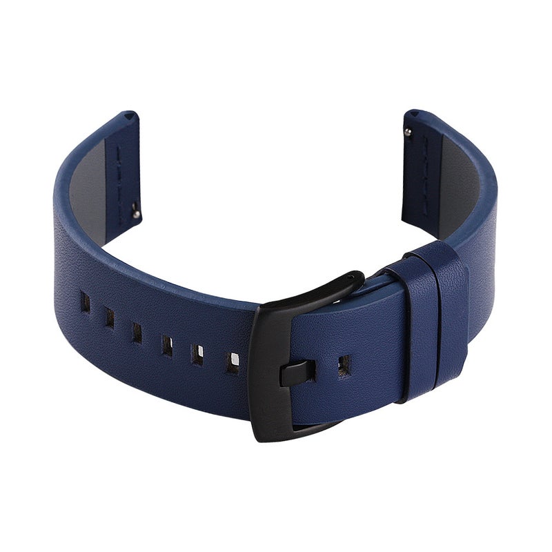 22mm Watch Strap: Blue Soft Leather Quick Release Strap - Sturdy Rustproof Buckle Universal Watch Band for 46mm Huawei GT 2 Honor MagicWatch 2 Wearers - Image 5