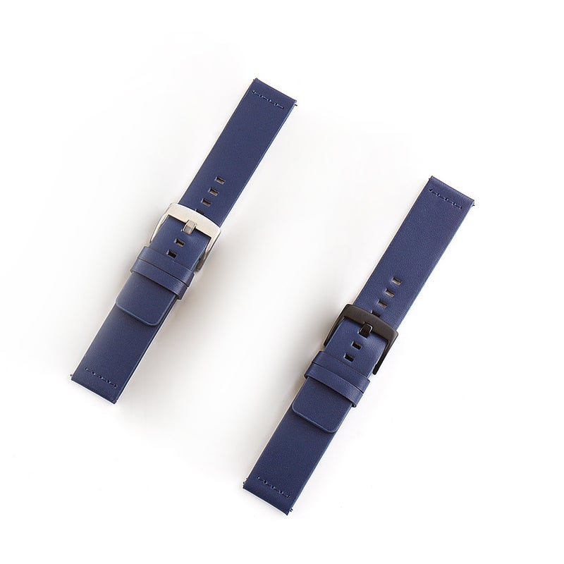 22mm Watch Strap: Blue Soft Leather Quick Release Strap - Sturdy Rustproof Buckle Universal Watch Band for 46mm Huawei GT 2 Honor MagicWatch 2 Wearers - Image 3