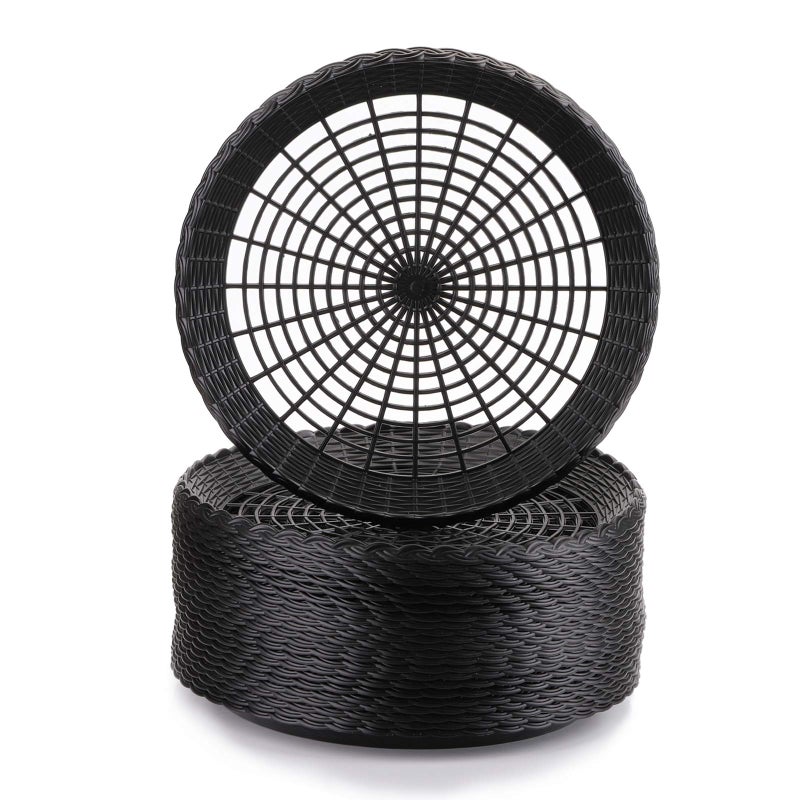 Fasmov 24 Pack 9 Paper Plate Holder  Reusable Woven Plastic Black