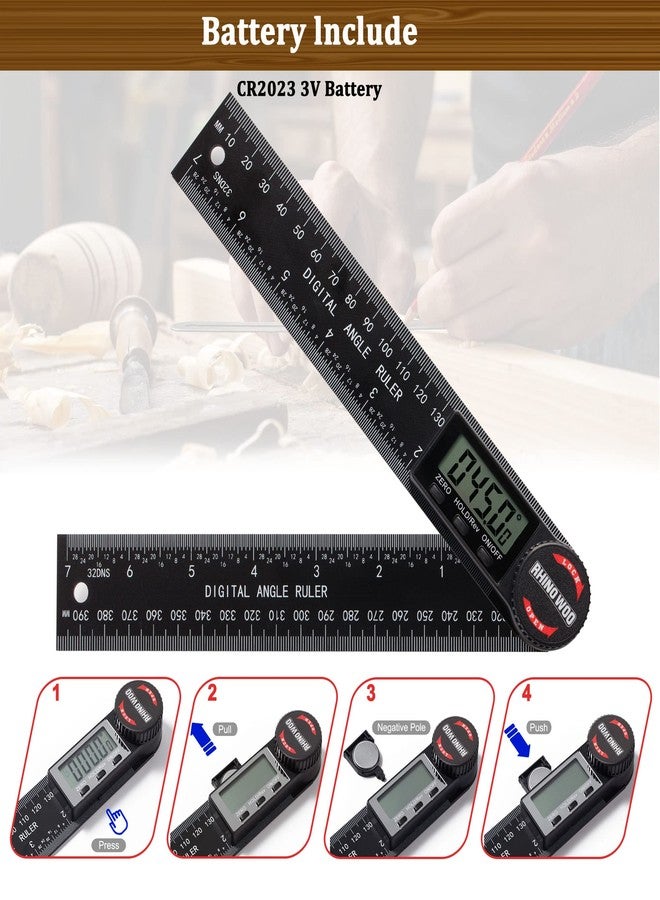TBVHOMM Digital Angle Finder Protractor, Angle Finder Ruler with 7inch/200mm, Angle Measuring Tool for Woodworking/Carpenter/Construction/DIY Measurement(2 Batteries Included) (Enhanced ABS) - Image 5