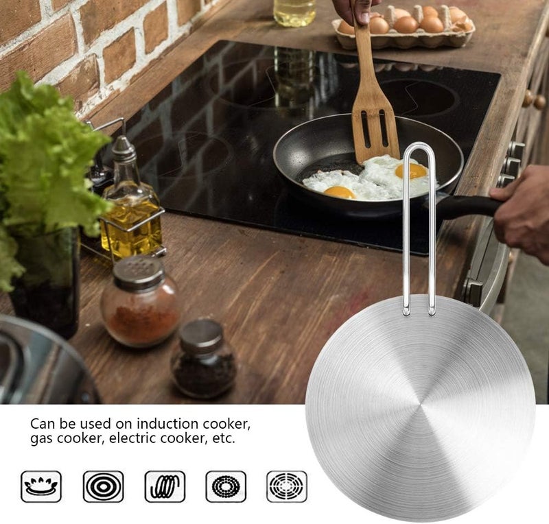 Focket موزع حرارة لوحة موزع حراري من الفولاذ المقاوم للصدأ مع مقبض قابل للطي لفرن الغاز الكهربائي وموقد الزجاج - Image 2