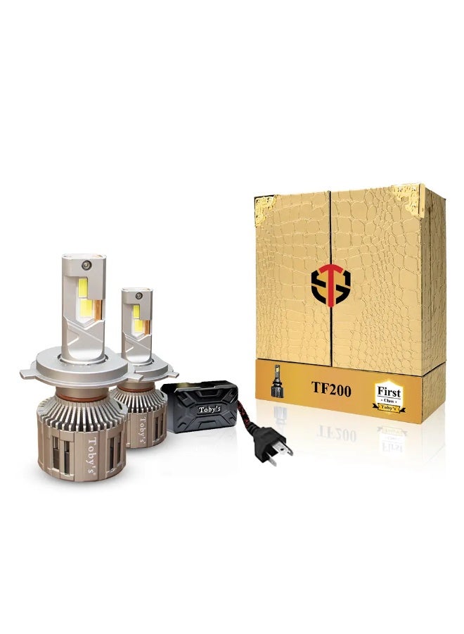 توبيز مصباح أمامي LED للسيارة من Tobys TF200، قطعتان، أصلي، 200 واط/القطعة، قوة 20000 لومن/القطعة، بدرجة حرارة لون 6500 كلفن - H4 - Image 1