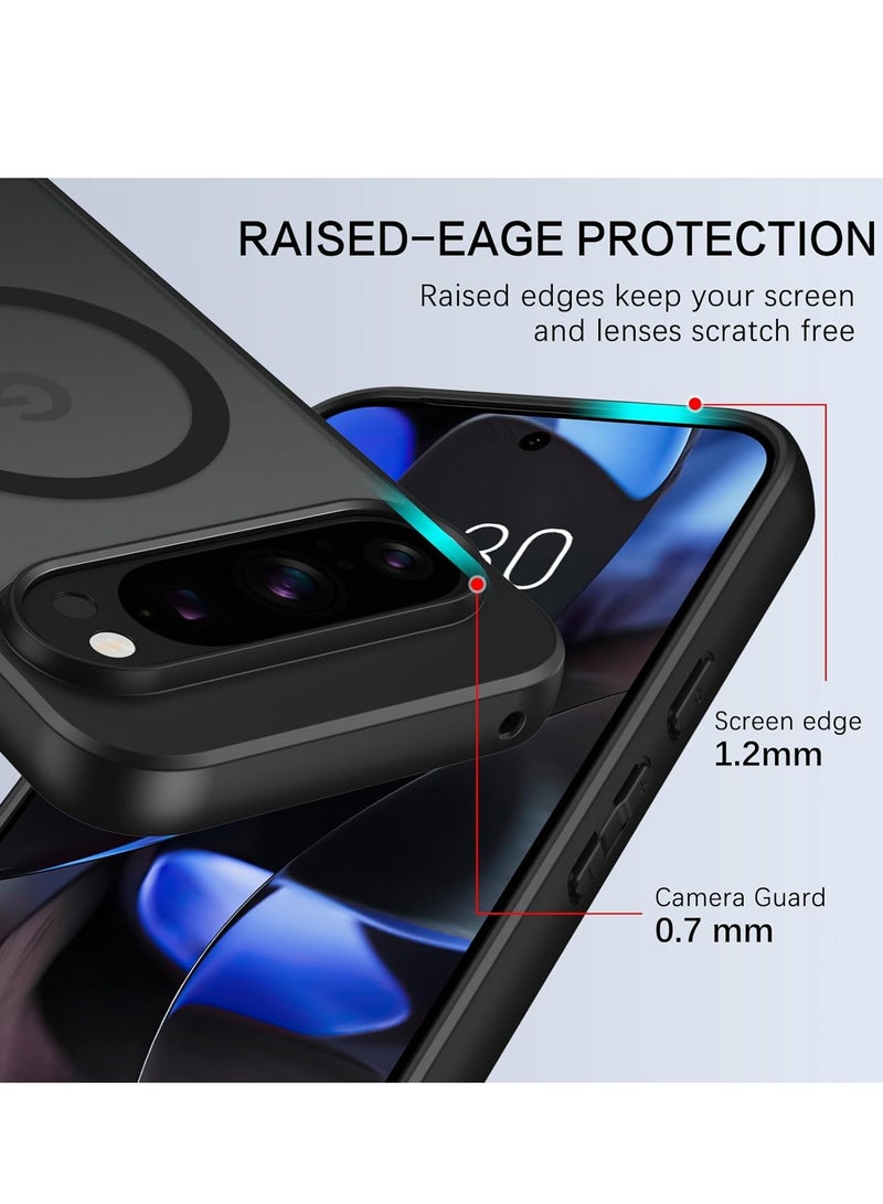 Magnetic Case for Google Pixel 9/9 Pro, [Compatible with MagSafe] Translucent Matte Shockproof Anti-Fingerprint Anti-Scratch Cover for Pixel 9/9 Pro, Black - Image 2