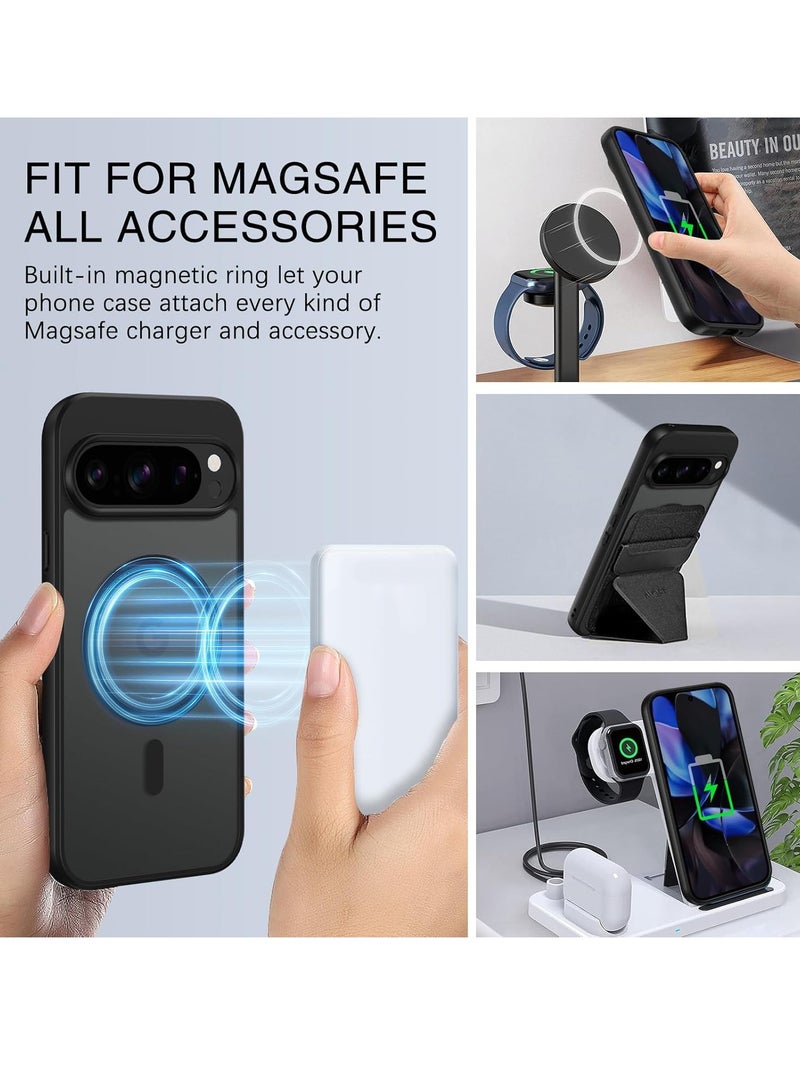 Magnetic Case for Google Pixel 9/9 Pro, [Compatible with MagSafe] Translucent Matte Shockproof Anti-Fingerprint Anti-Scratch Cover for Pixel 9/9 Pro, Black - Image 4