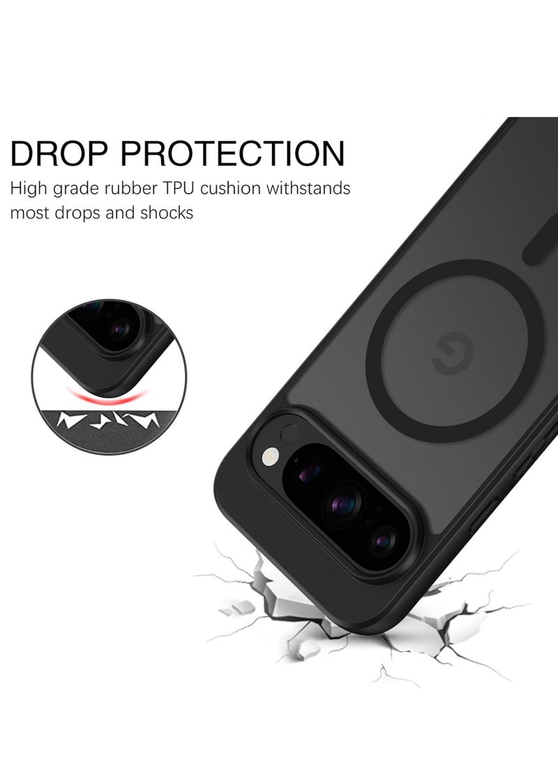 Magnetic Case for Google Pixel 9/9 Pro, [Compatible with MagSafe] Translucent Matte Shockproof Anti-Fingerprint Anti-Scratch Cover for Pixel 9/9 Pro, Black - Image 5