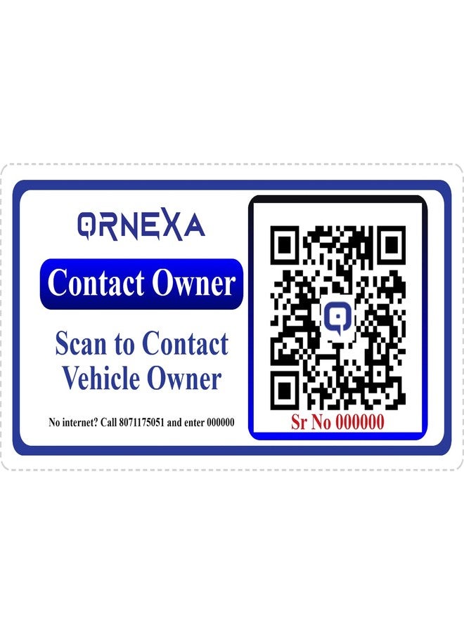 QRNexa White-Blue, Landscape, Pack of 2| QRNexa Car Parking Sticker | Call/Whatsapp/SMS Vehicle Owner via Virtual Number | No Number Sharing | Useful in Parking & Emergency | Car Accessories and Tags - Image 1