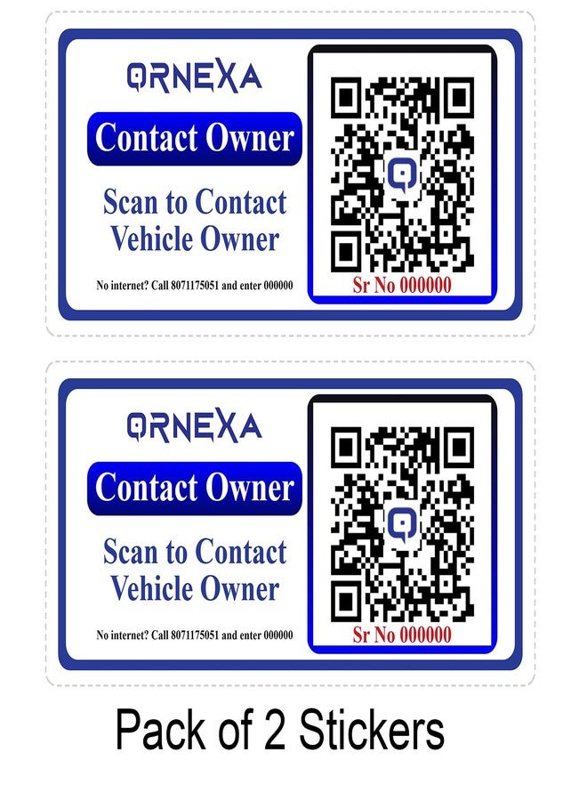 QRNexa White-Blue, Landscape, Pack of 2| QRNexa Car Parking Sticker | Call/Whatsapp/SMS Vehicle Owner via Virtual Number | No Number Sharing | Useful in Parking & Emergency | Car Accessories and Tags - Image 2