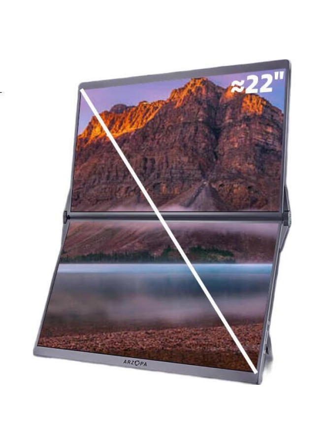 Arzopa 15.6-Inch Dual Screen Portable Monitor Foldable External Display For Smartphone Laptop Second Screen Office Stock Trading Gaming Computer Extended Screen E1 - Image 1