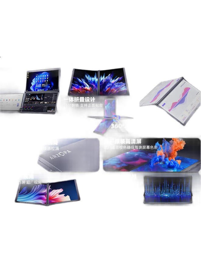 Arzopa 15.6-Inch Dual Screen Portable Monitor Foldable External Display For Smartphone Laptop Second Screen Office Stock Trading Gaming Computer Extended Screen E1 - Image 2