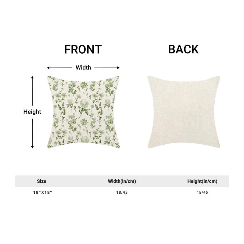 AEIOAE Sage Green Spring Pillow Covers 18x18 Inch Set of 2, Wild Flower Leaves Plant Throw Pillows Case,Seasonal Floral Outdoor Decorative Farmhouse Decor Cushion Covers for Home Sofa Bed Couch - Image 5
