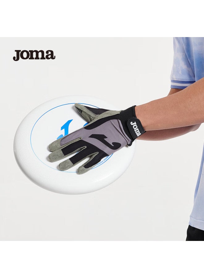 Joma قفازات جومّا للفرزبي للرجال والنساء، قفازات رياضية احترافية كاملة الأصابع، مقاومة للجلد، غير قابلة للانزلاق، للتدريب في الهواء الطلق، باللونين الأسود والرمادي، مقاس L - Image 2