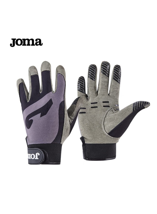 Joma قفازات جومّا للفرزبي للرجال والنساء، قفازات رياضية احترافية كاملة الأصابع، مقاومة للجلد، غير قابلة للانزلاق، للتدريب في الهواء الطلق، باللونين الأسود والرمادي، مقاس L - Image 1