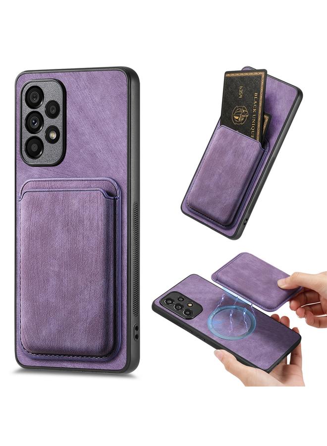 اس-توب جراب هاتف مغناطيسي لهاتف Samsung Galaxy A32 4G من الجلد بتصميم كلاسيكي مع حقيبة بطاقات - Image 1