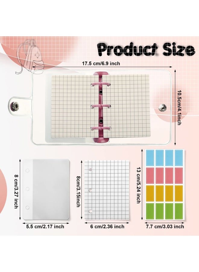 Yahenda 10 Sets Mini Transparent 3 Ring Binder Covers with 80 Pages Each, 3 Ring Binder Notebook, Clear Soft PVC, Loose Leaf Notebook Binder Cover Protector Pockets - Image 2