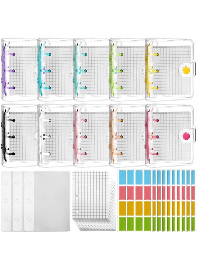 Yahenda 10 Sets Mini Transparent 3 Ring Binder Covers with 80 Pages Each, 3 Ring Binder Notebook, Clear Soft PVC, Loose Leaf Notebook Binder Cover Protector Pockets - Image 1