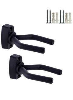 Mike Music Guitar Wall Mount Hanger 2 Pack, Guitar Hanger Wall Hook Holder Stand Display Black with Screws - Easy to Install - Fits All Size Guitars, Bass, Mandolin, Banjo, Ukulele  - Image 1