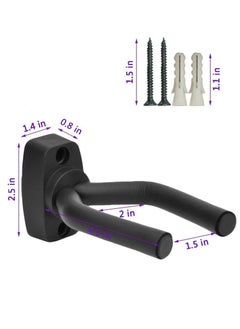 Mike Music Guitar Wall Mount Hanger 2 Pack, Guitar Hanger Wall Hook Holder Stand Display Black with Screws - Easy to Install - Fits All Size Guitars, Bass, Mandolin, Banjo, Ukulele  - Image 2