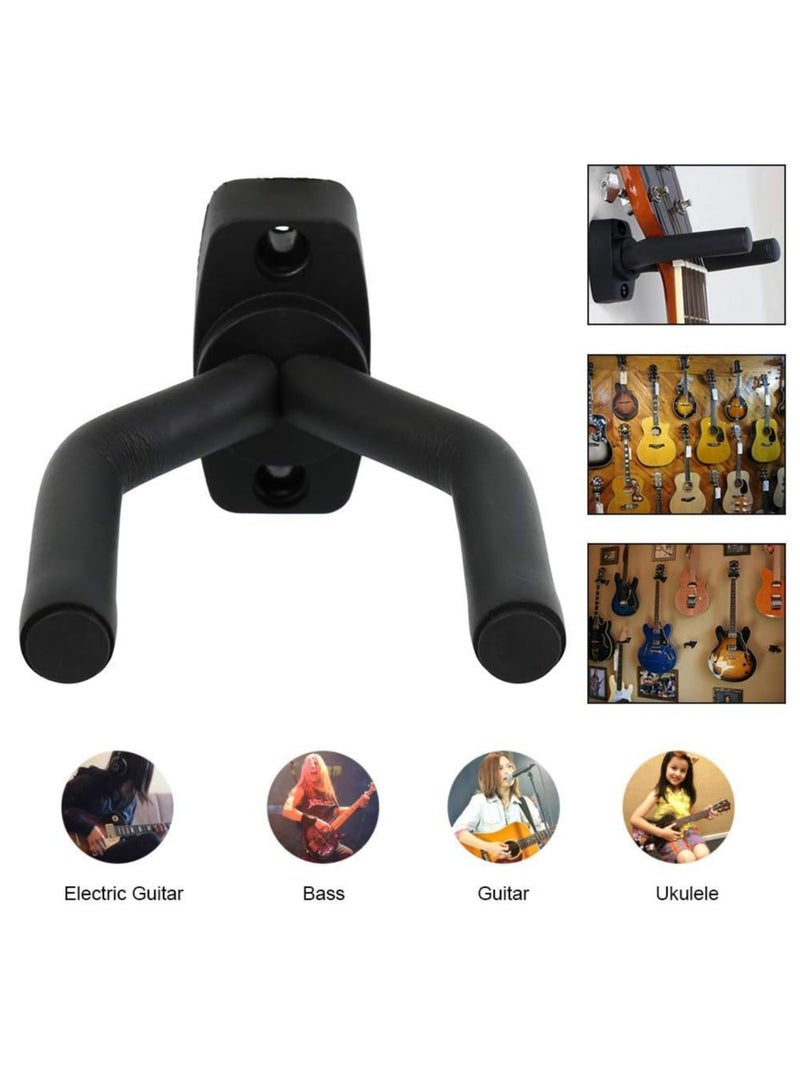 Mike Music Guitar Wall Mount Hanger 2 Pack, Guitar Hanger Wall Hook Holder Stand Display Black with Screws - Easy to Install - Fits All Size Guitars, Bass, Mandolin, Banjo, Ukulele - Image 3
