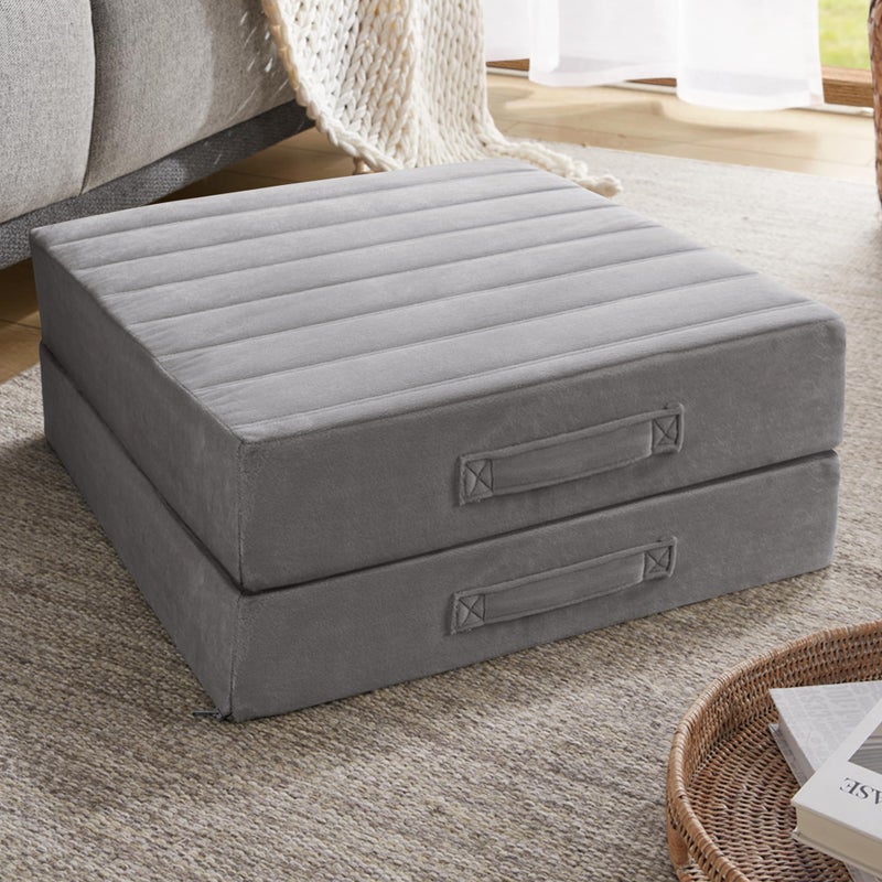 Codi High Density Foam Floor Pillow 2 Sets Large Meditation Cushions Seating for Adults and Yoga Sitting 5 Thick Washable Couch Cushion with Soft Tufted Covers  22 Inch Grey