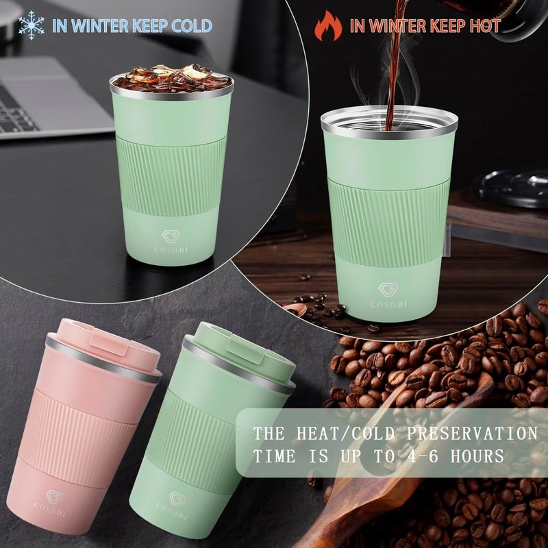 CS COSDDI 12 oz Stainless Steel Vacuum Insulated Tumbler - Coffee Travel Mug Spill Proof with Lid - Coffee Cups for Keep Hot/Ice Coffee,Tea and Beer (3rd light green) - Image 4