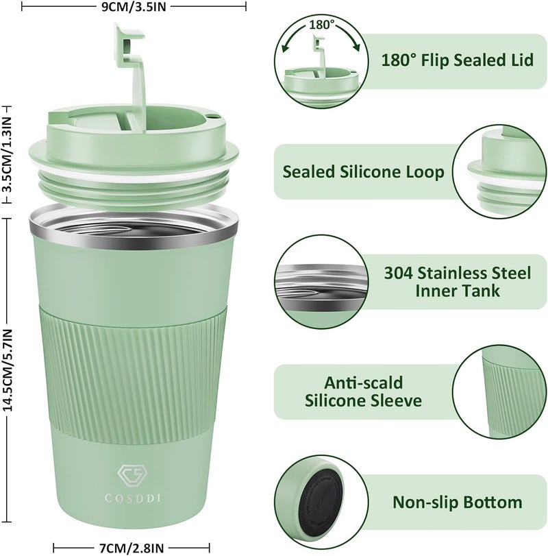 CS COSDDI 12 oz Stainless Steel Vacuum Insulated Tumbler - Coffee Travel Mug Spill Proof with Lid - Coffee Cups for Keep Hot/Ice Coffee,Tea and Beer (3rd light green) - Image 3