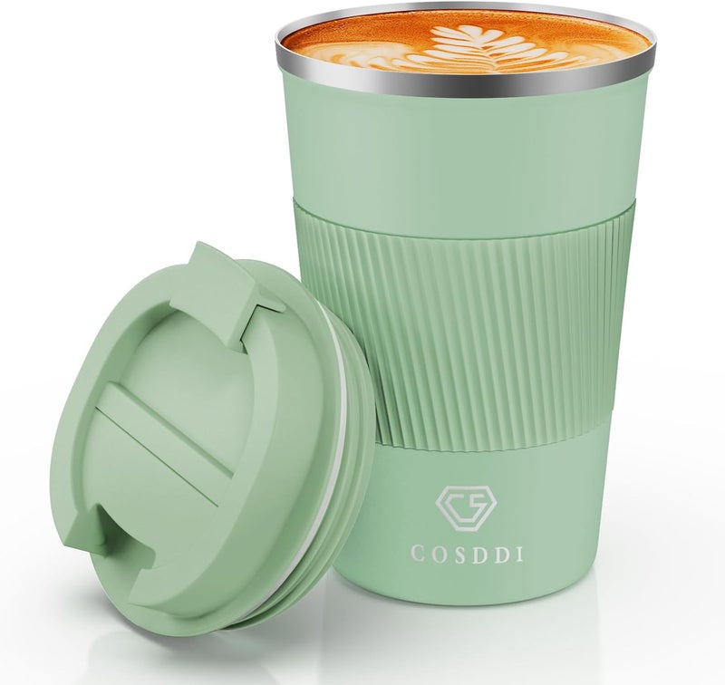 CS COSDDI 12 oz Stainless Steel Vacuum Insulated Tumbler - Coffee Travel Mug Spill Proof with Lid - Coffee Cups for Keep Hot/Ice Coffee,Tea and Beer (3rd light green) - Image 1