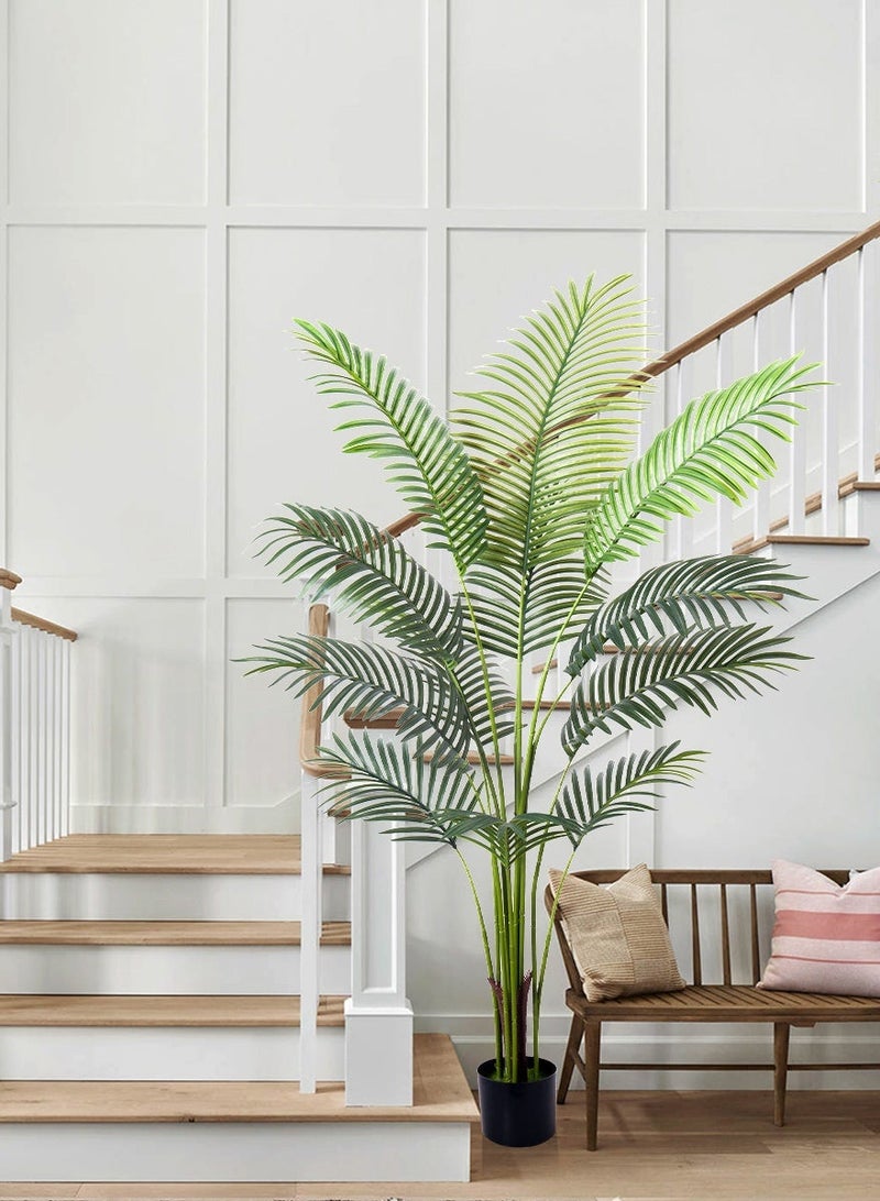 Zvezvia Artificial Areca Palm Plant Fake Tropical Palm Tree, Faux Dypsis Lutescens Plants in Pot for Indoor Outdoor House Home Office Garden Modern Decoration Housewarming Gift-Set - Image 2