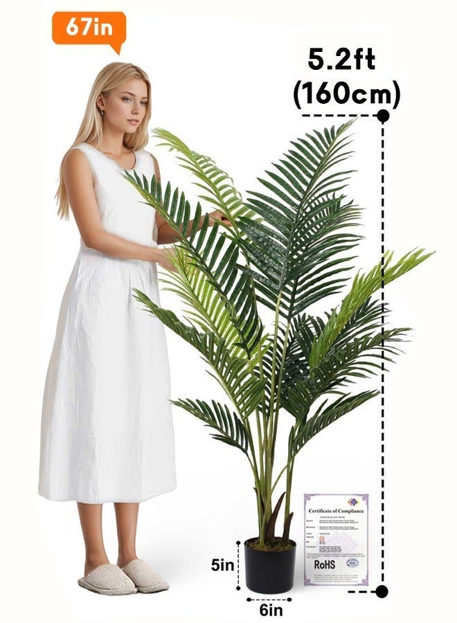 Zvezvia Artificial Areca Palm Plant Fake Tropical Palm Tree, Faux Dypsis Lutescens Plants in Pot for Indoor Outdoor House Home Office Garden Modern Decoration Housewarming Gift-Set - Image 4