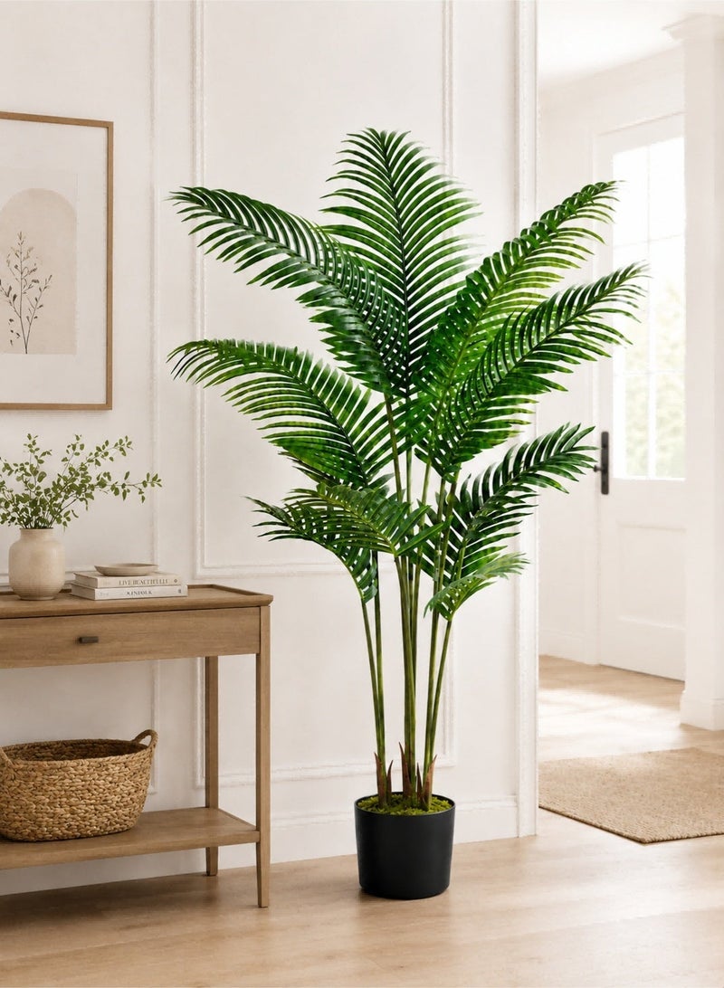 Zvezvia Artificial Areca Palm Plant Fake Tropical Palm Tree, Faux Dypsis Lutescens Plants in Pot for Indoor Outdoor House Home Office Garden Modern Decoration Housewarming Gift-Set - Image 3