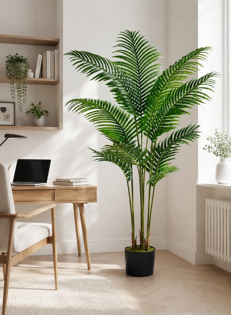 Zvezvia Artificial Areca Palm Plant Fake Tropical Palm Tree, Faux Dypsis Lutescens Plants in Pot for Indoor Outdoor House Home Office Garden Modern Decoration Housewarming Gift-Set - Image 2