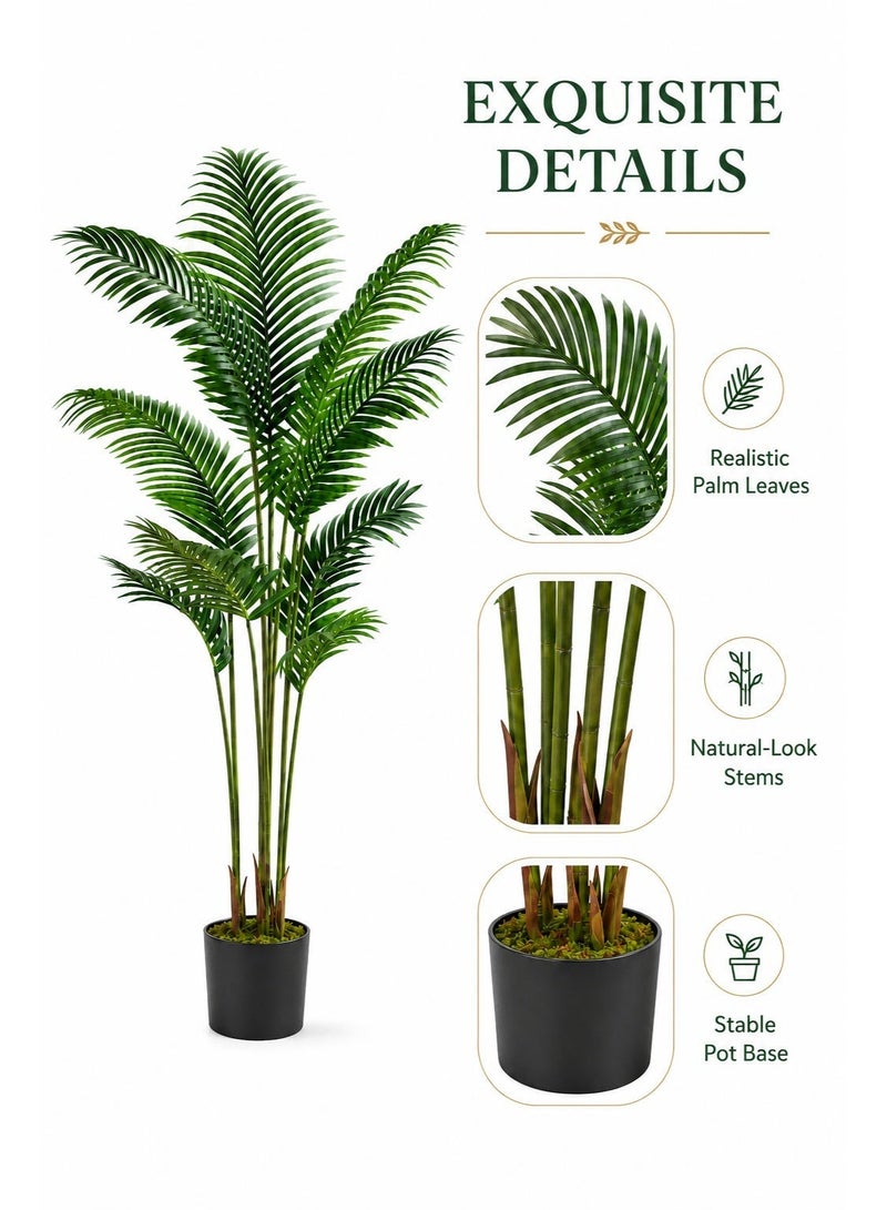 Zvezvia Artificial Areca Palm Plant Fake Tropical Palm Tree, Faux Dypsis Lutescens Plants in Pot for Indoor Outdoor House Home Office Garden Modern Decoration Housewarming Gift-Set - Image 5