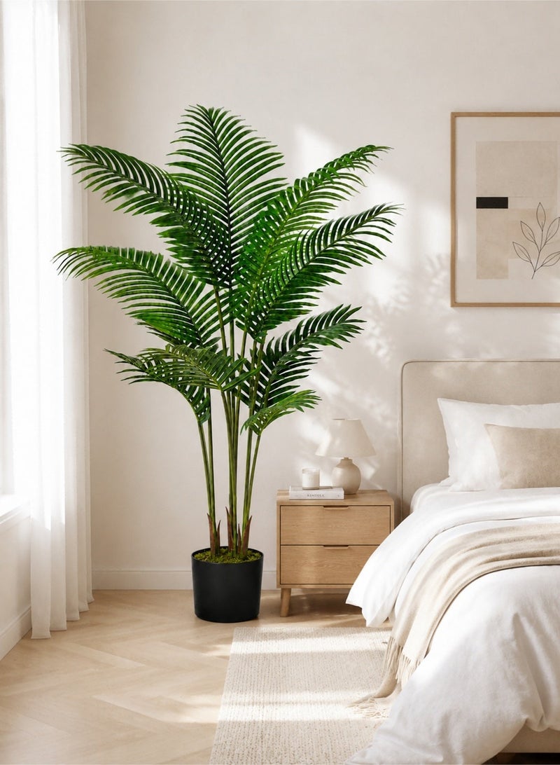 Zvezvia Artificial Areca Palm Plant Fake Tropical Palm Tree, Faux Dypsis Lutescens Plants in Pot for Indoor Outdoor House Home Office Garden Modern Decoration Housewarming Gift-Set - Image 4