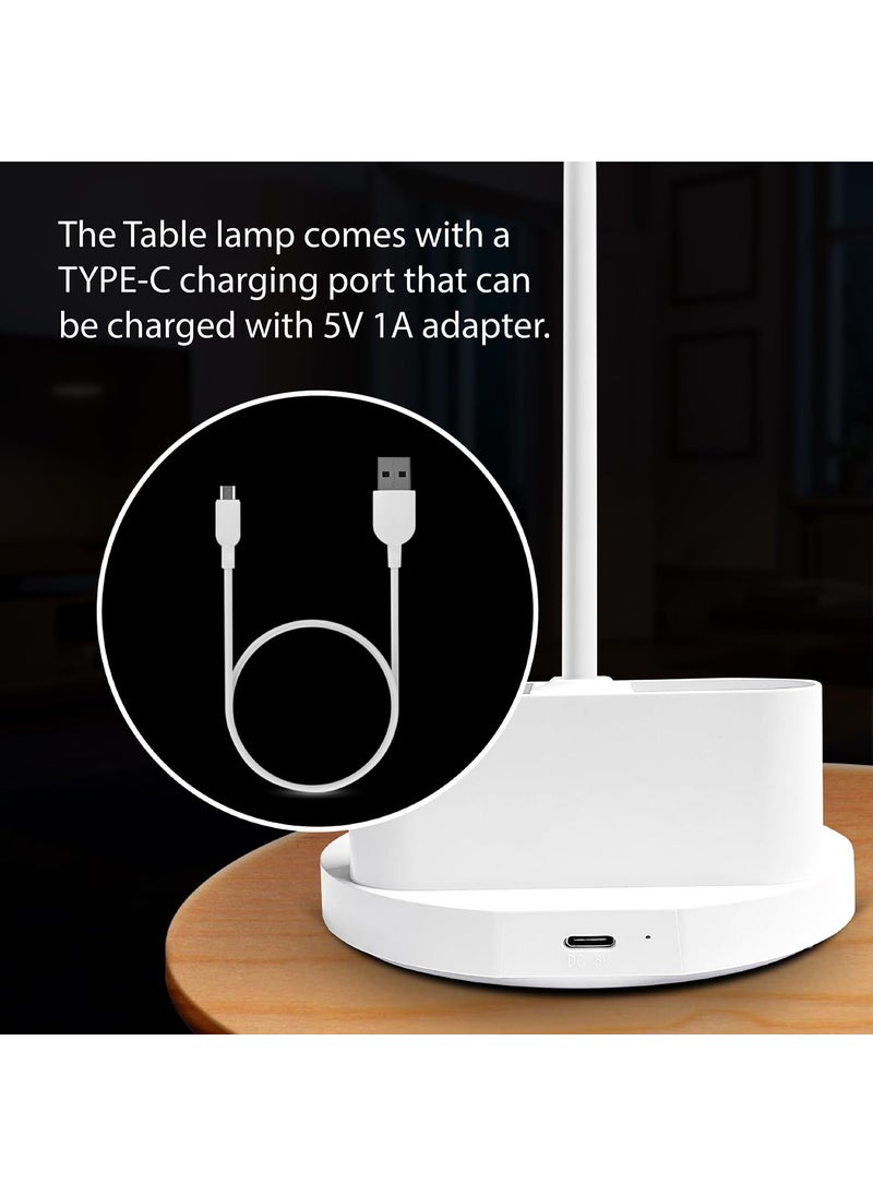 WIPRO Wipro ABS 5W Rechargable Table lamp 3 Grade Dimming TL3 USBC ChargingLED Portable Desk lamp for Study with Pen StandEasy Touch ControlGlare Free Lighting Adjustable Light HeadPack of 1  - Image 5