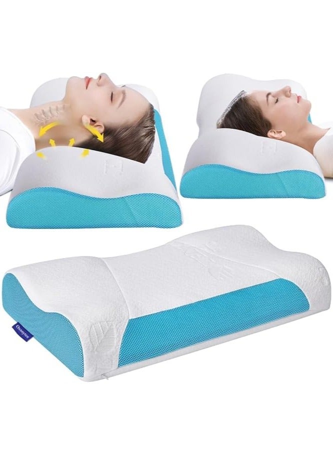 عام وسادة سرير من الإسفنج الذاكري 60 × 10 سم، وسادة نوم مريحة لدعم الرقبة مع غطاء قابل للغسل، وسادة دعم للرقبة لتخفيف آلام الكتف والرقبة، وسادة تقويمية للنوم على الجانب أو الظهر. - Image 1