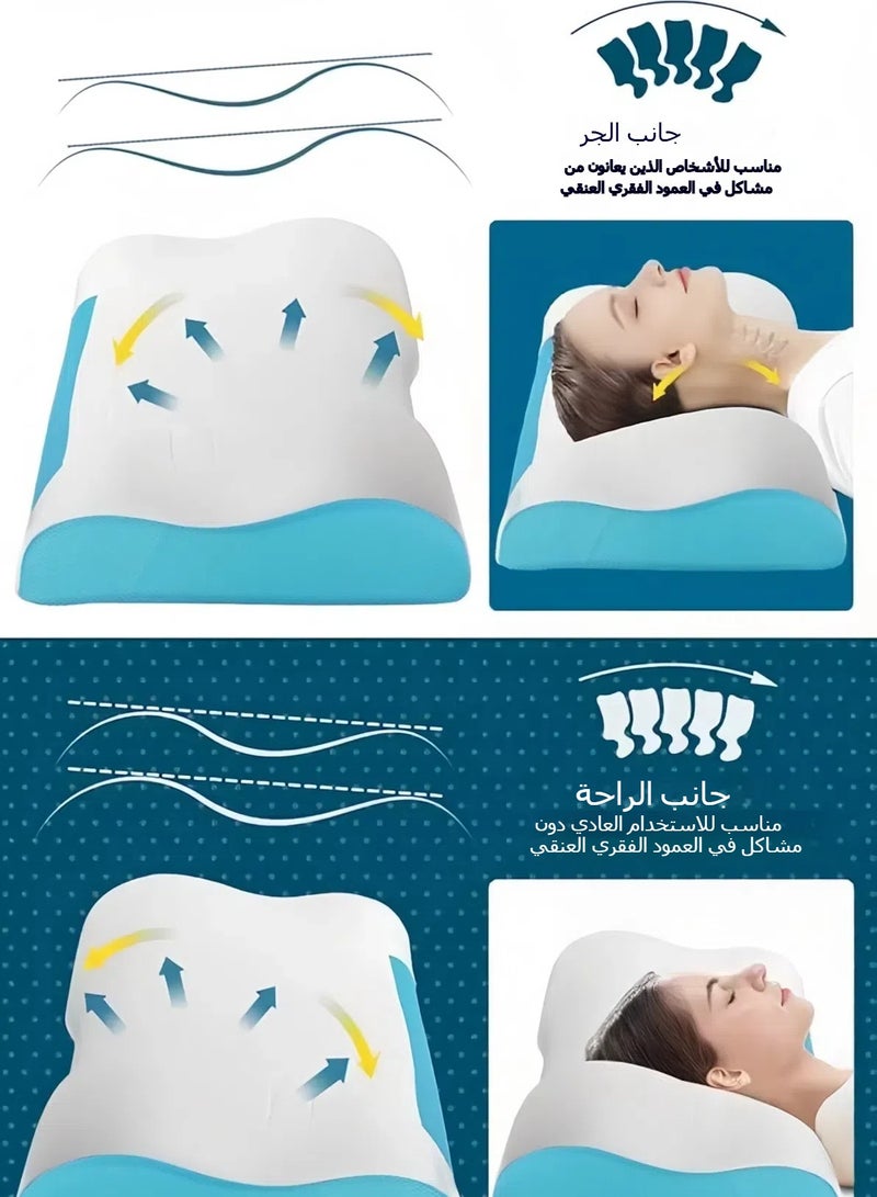 عام وسادة سرير من الإسفنج الذاكري 60 × 10 سم، وسادة نوم مريحة لدعم الرقبة مع غطاء قابل للغسل، وسادة دعم للرقبة لتخفيف آلام الكتف والرقبة، وسادة تقويمية للنوم على الجانب أو الظهر. - Image 4