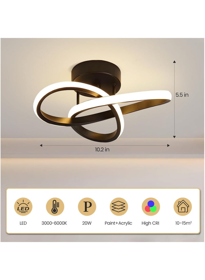 MarlaMall أضواء سقف LED عصرية، مصباح سقف لغرفة المعيشة، إضاءة سقف LED إبداعية داخلية لشرفة غرفة النوم والمطبخ والممر والمكتب (أسود) - Image 2