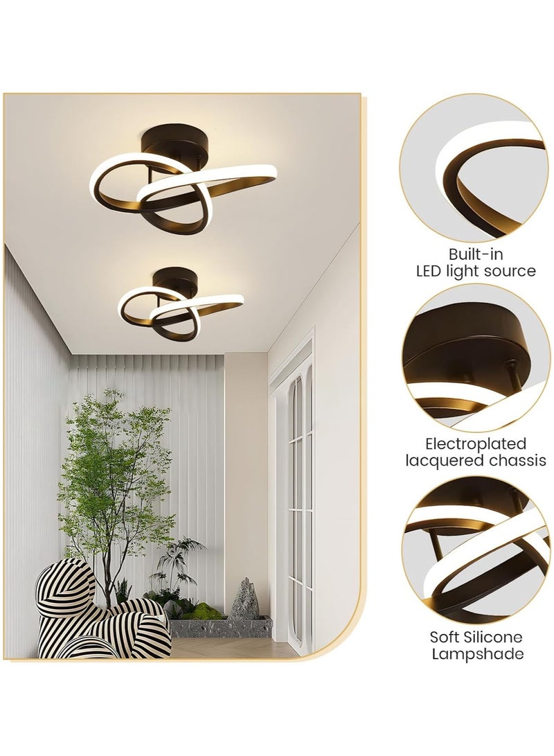 MarlaMall أضواء سقف LED عصرية، مصباح سقف لغرفة المعيشة، إضاءة سقف LED إبداعية داخلية لشرفة غرفة النوم والمطبخ والممر والمكتب (أسود) - Image 3