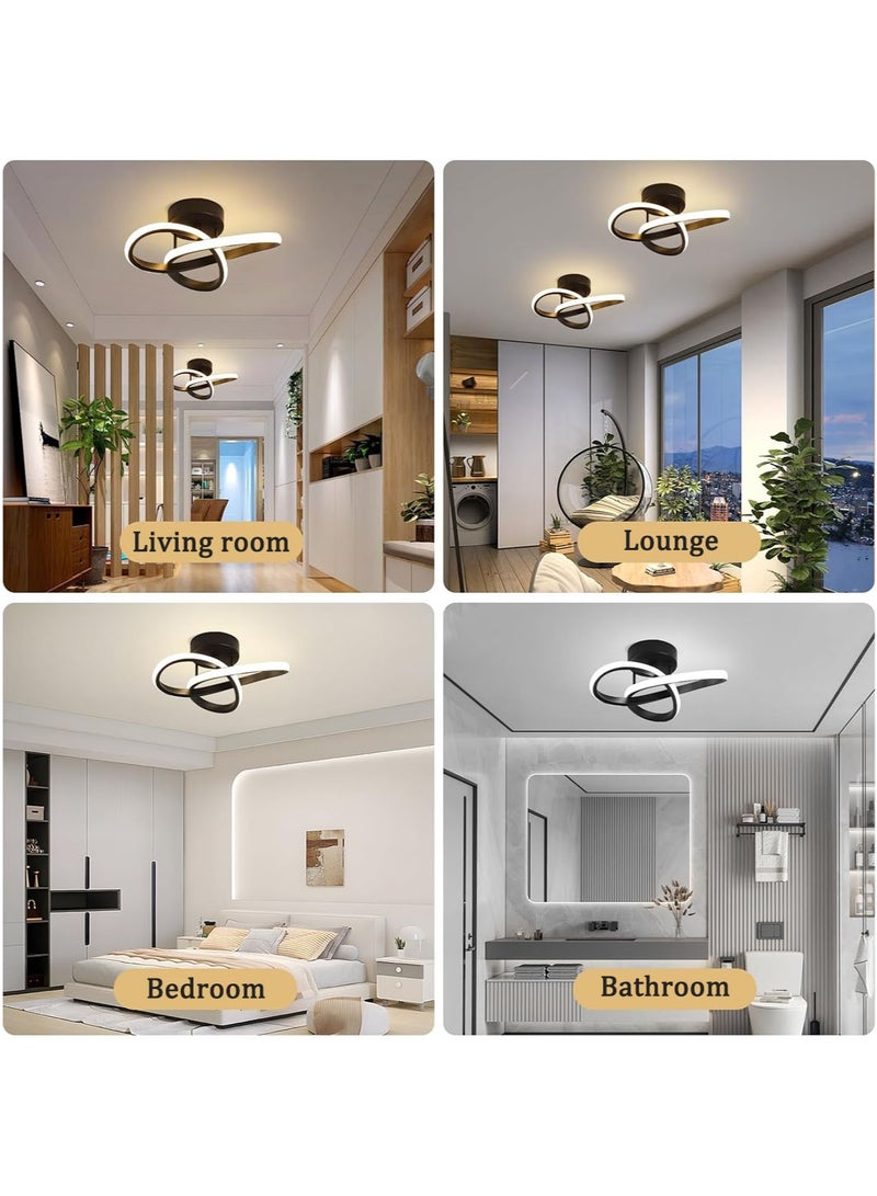 MarlaMall أضواء سقف LED عصرية، مصباح سقف لغرفة المعيشة، إضاءة سقف LED إبداعية داخلية لشرفة غرفة النوم والمطبخ والممر والمكتب (أسود) - Image 5
