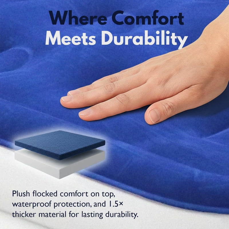 King Koil Luxury Twin Air Mattress with Built-in Pillow Top & Integrated High-Speed Patented Pump â€“ 20" Inflatable Twin Blow Up Airbed for Camping, Home & Guests, Waterproof, 1-Year Warranty - Image 5