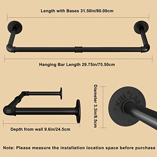 UlSpeed Wall Mounted Clothes Rack 31.5in, Industrial Pipe Wall Mount Clothing Rack, Heavy Duty Iron Garment Racks, Space Saver Multi-purpose Hanging Rod for Laundry Room, Closet Storage, 1 Pack - Image 5