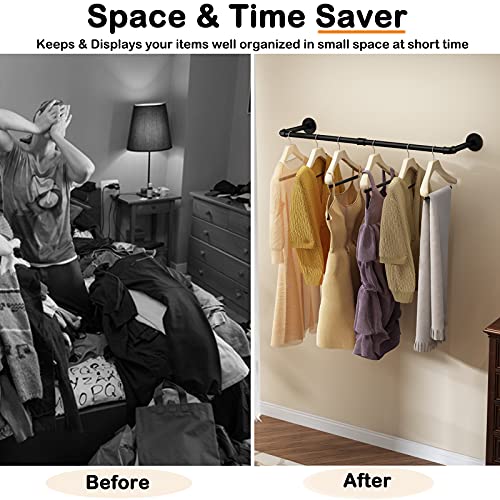 UlSpeed Wall Mounted Clothes Rack 31.5in, Industrial Pipe Wall Mount Clothing Rack, Heavy Duty Iron Garment Racks, Space Saver Multi-purpose Hanging Rod for Laundry Room, Closet Storage, 1 Pack - Image 2