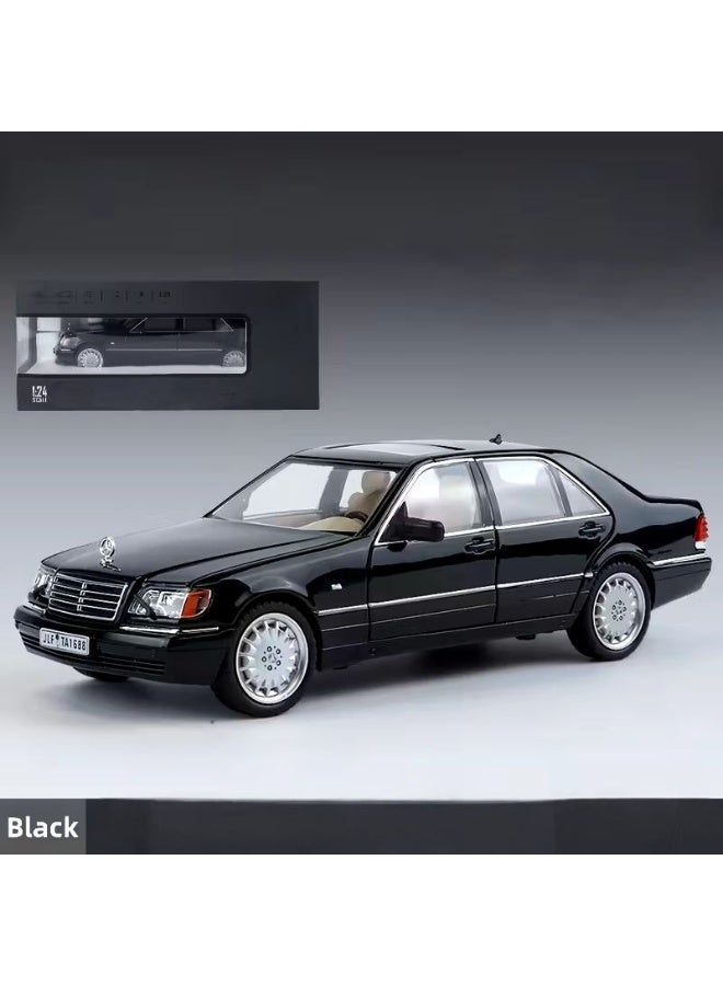 Mercedes-Benz Ghost 1:24 scale model car, black color, doors, hood and trunk openable, the car simulates reality and is realistic in its exterior details and interior decoration, a beautiful looking car from the classic old car models, you can play or decorate rooms, offices, councils, cafes, or on shelves for display, or to decorate the Bedouin tent, or inside popular museums, or for lovers and amateurs of collecting cars or artists in the manufacture of old models and placing the car with the work to decorate the model of old popular archaeological houses, also for professional photographers and advertisement photographers to put it as a background or add it inside a transparent acrylic box and give it as a gift to someone you love, for parents or children, or a gift for someone who used to drive the same car - Image 1
