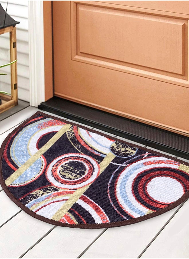 Status Contract Nylon Semi Circle/D-Shape Washable Dirt Trapper Non-Slip Entrance Floor/Door Mat- Pack of 2, Semi Circular, 38 X 58 Cm  - Image 1