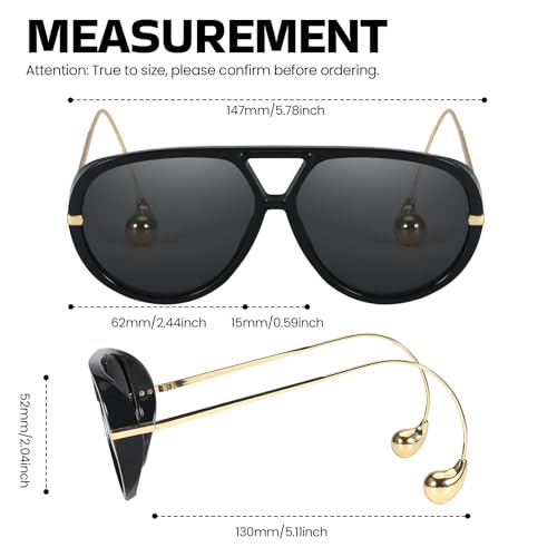 SODQW Oversized Aviator Sunglasses for Women With Earring Trendy Large Big 2025 Designer Shades Adjustable Temples - Image 5
