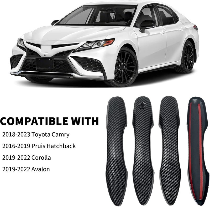BENXUTO Door Handle Cover Trim Compatible with Toyota Camry 2018-2025 /Corolla 2019-2025 /Avalon 2019-2022 /Pruis Hatchback 2016-2024 Exterior Door Handle without Smart Key Hole Accessories Carbon Fiber style - Image 3